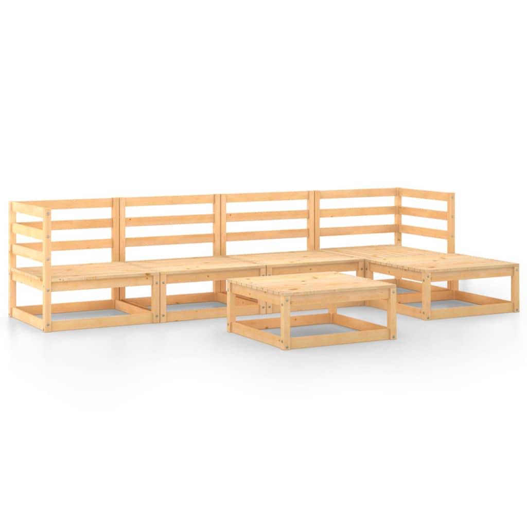 Helloshop26 - Salon de jardin meuble d'extérieur ensemble de mobilier 6 pièces bois de pin massif - Imagen 1