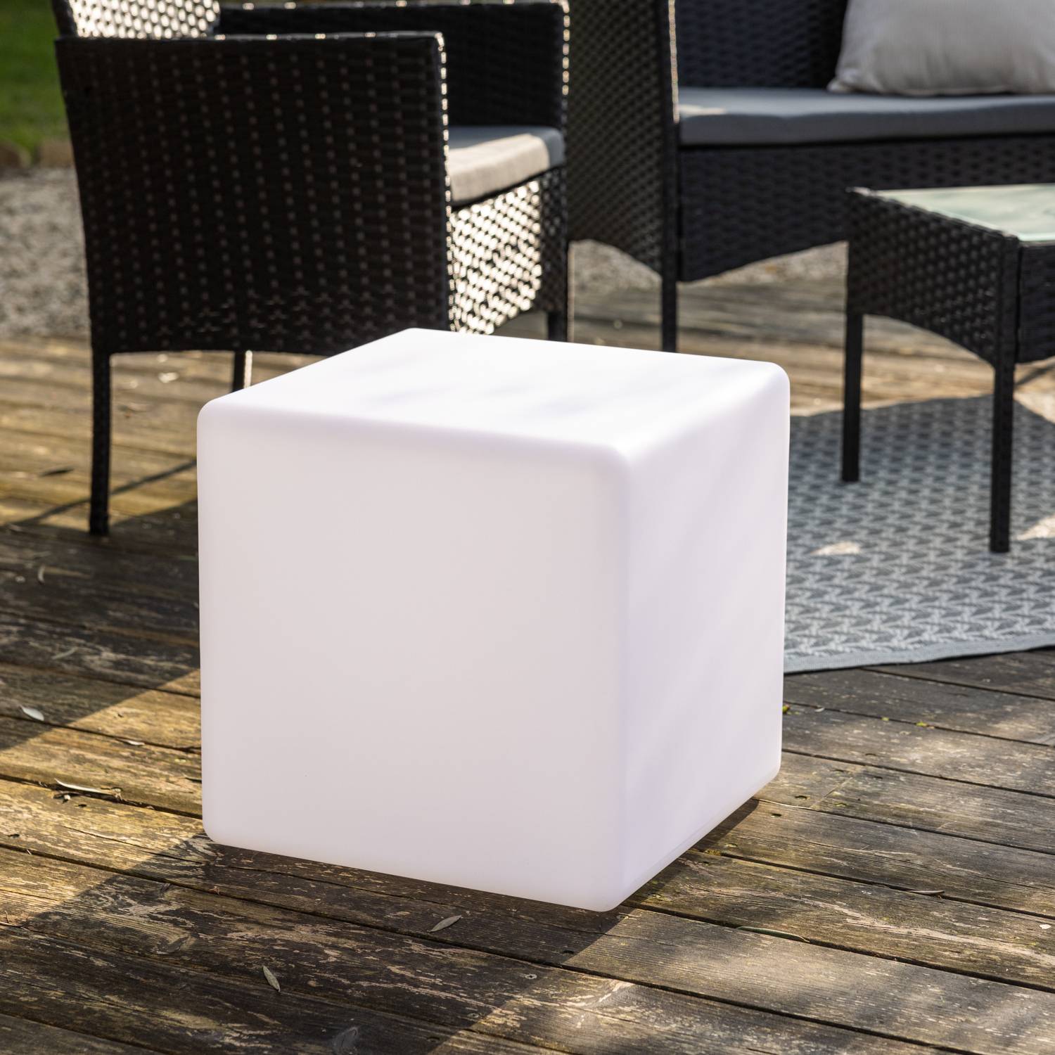 Cube lumineux LED 40cm multicolore NAOS - HAPPY GARDEN - Imagen 2