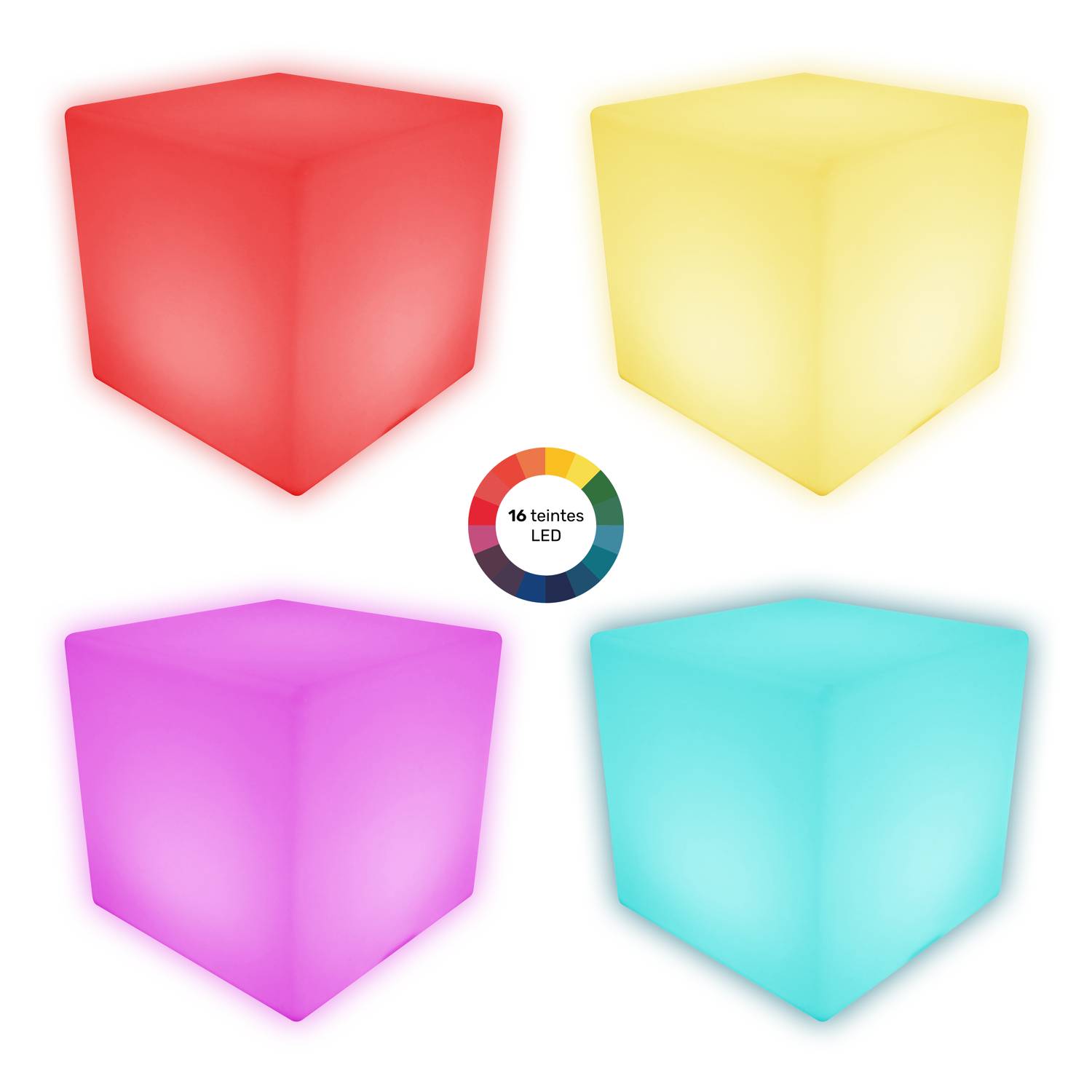 Cube lumineux LED 40cm multicolore NAOS - HAPPY GARDEN - Imagen 4