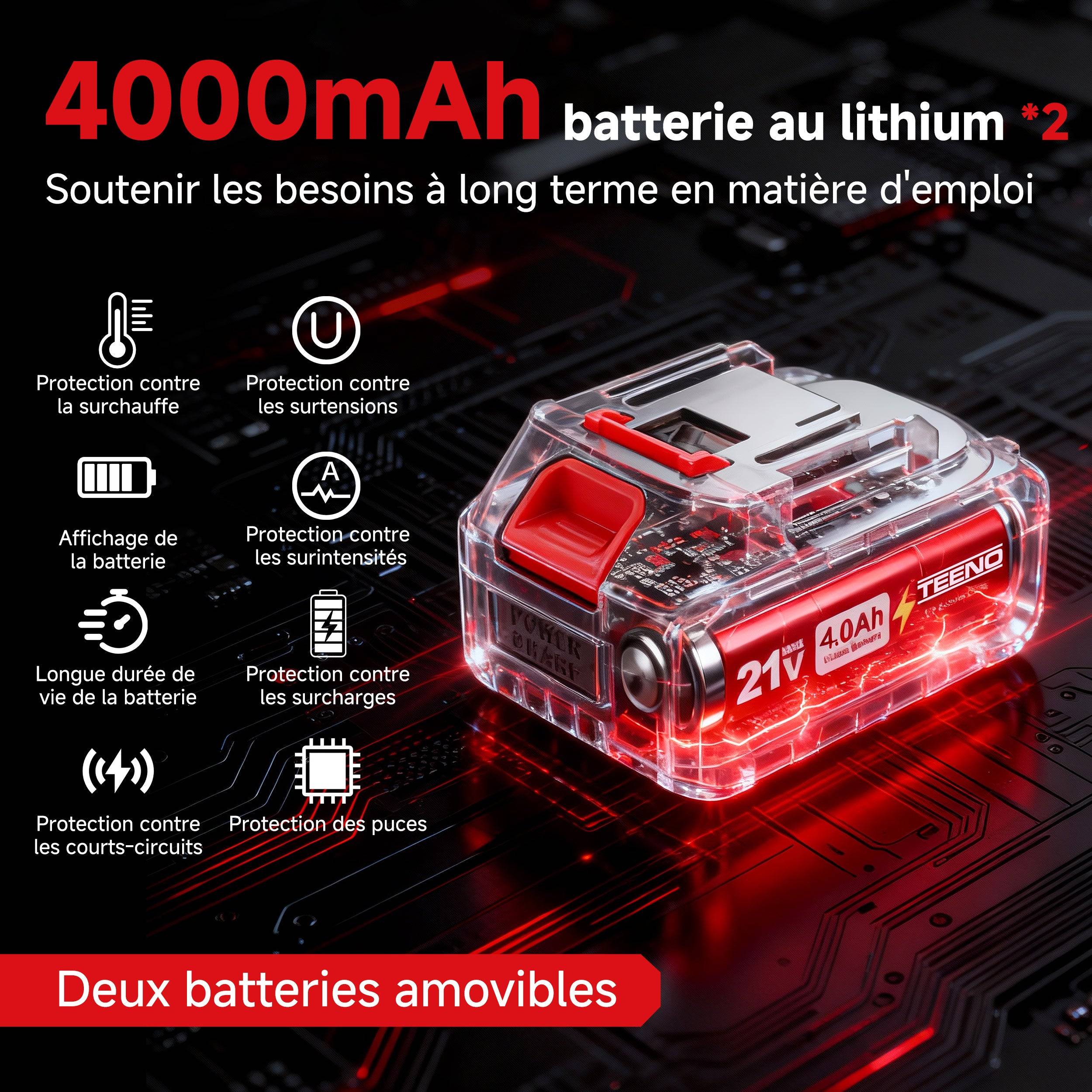 Teeno - Scie circulaire sans fil 76 mm 20000 tr/min, 2 batteries 4000 mAh + 4 lames multi-matériaux - Image 3
