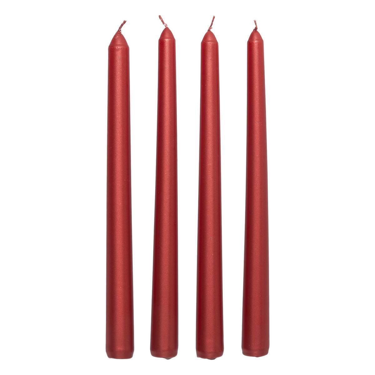 Fééric Lights & Christmas - Lot de 4 bougies bâton 192g satin rouge - Feeric Lights & Christmas - Image 1