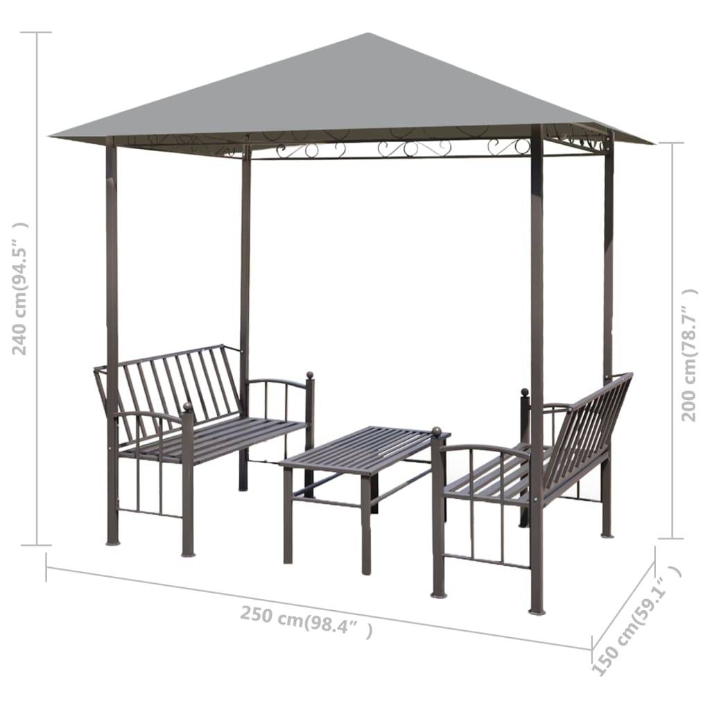 Vidaxl - Chapiteau de jardin avec table et bancs 2,5x1,5x2,4m Anthracite vidaXL 44755 - Imagen 3