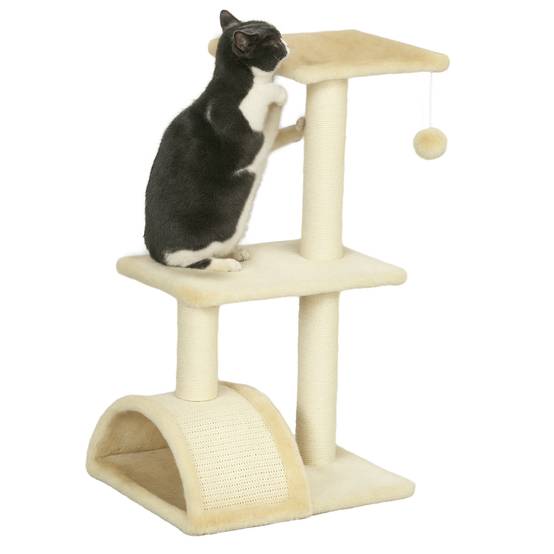 Arbre à chat sisal et peluche crème 40 x 35 x 72 cm - PANGIVO - Image 1