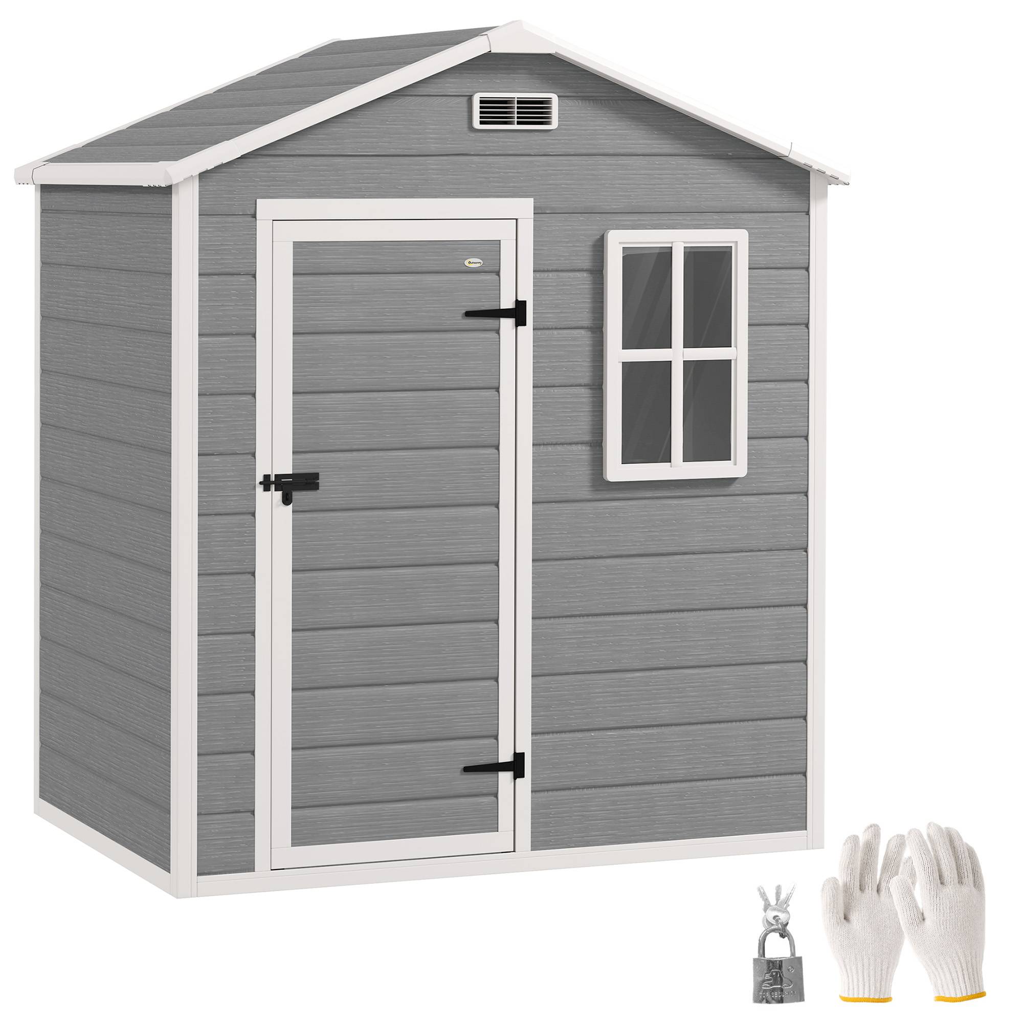 Abri 1,9m² 182x121x200cm outillage toit double pente sol porte verrouillable - Image 1