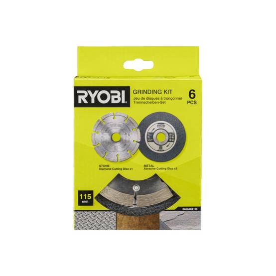 Ryobi - Pack RYOBI - Meuleuse d'angle R18AG-0 - 18V One+ - sans batterie ni chargeur - Kit 6 disques pour meuleuse RAK6AGD115 - 115 mm - Image 5