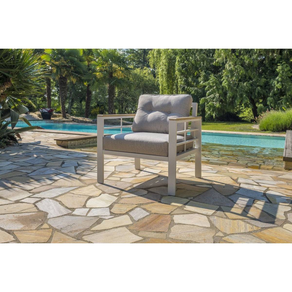 Dcb Garden - Ensemble Repas de jardin 7 Places "Cayenne" 180cm Blanc - Imagen 5