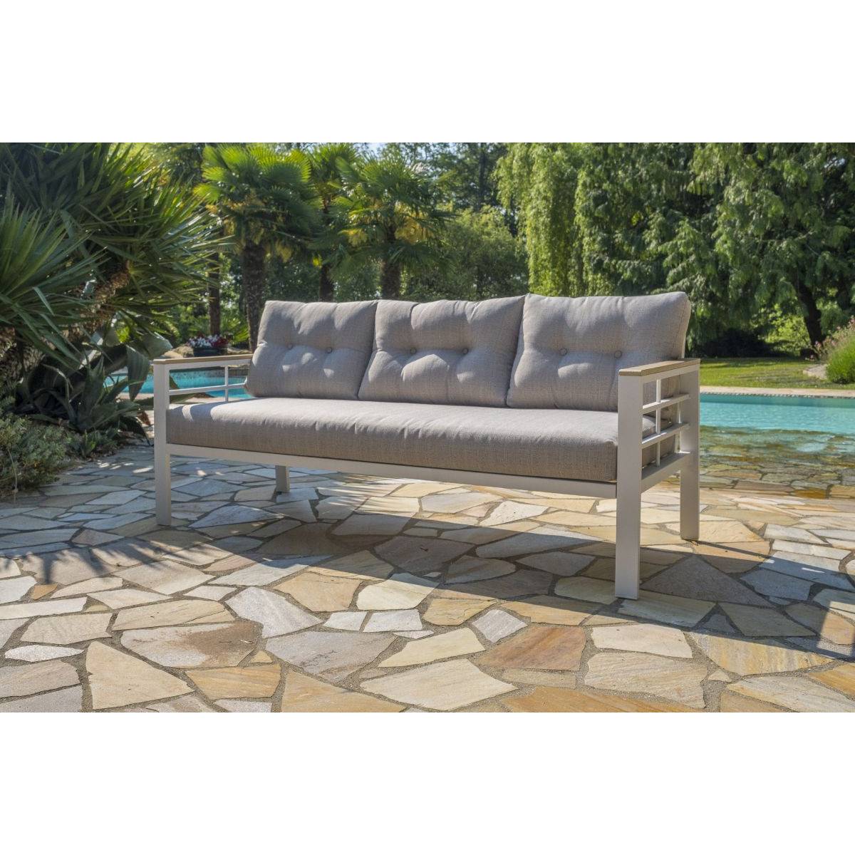 Dcb Garden - Ensemble Repas de jardin 7 Places "Cayenne" 180cm Blanc - Imagen 2