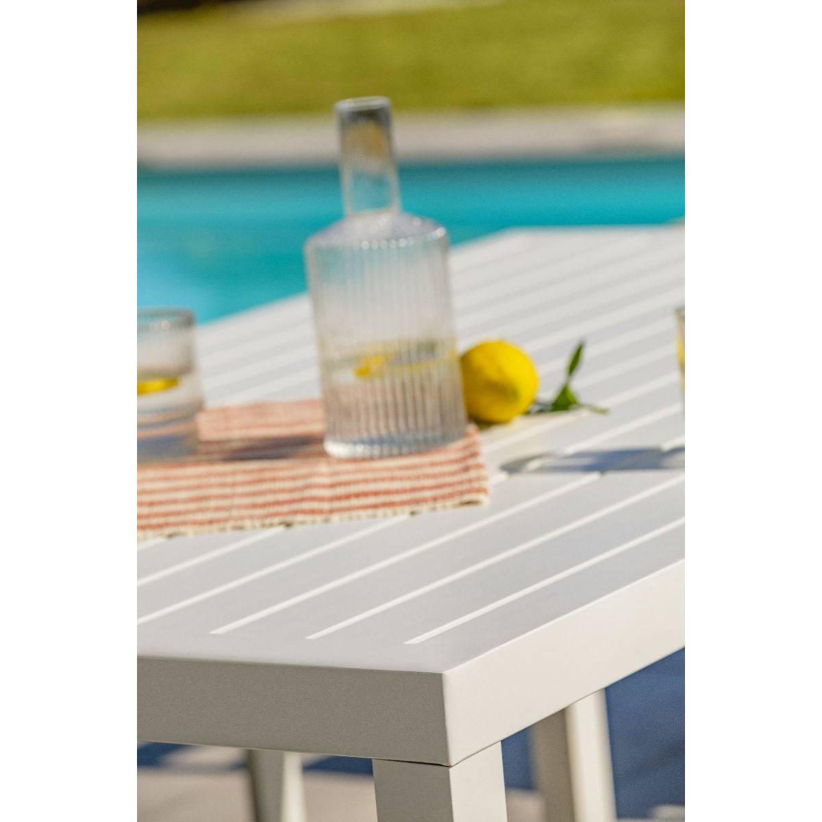 Dcb Garden - Ensemble Repas de jardin 7 Places "Cayenne" 180cm Blanc - Imagen 7