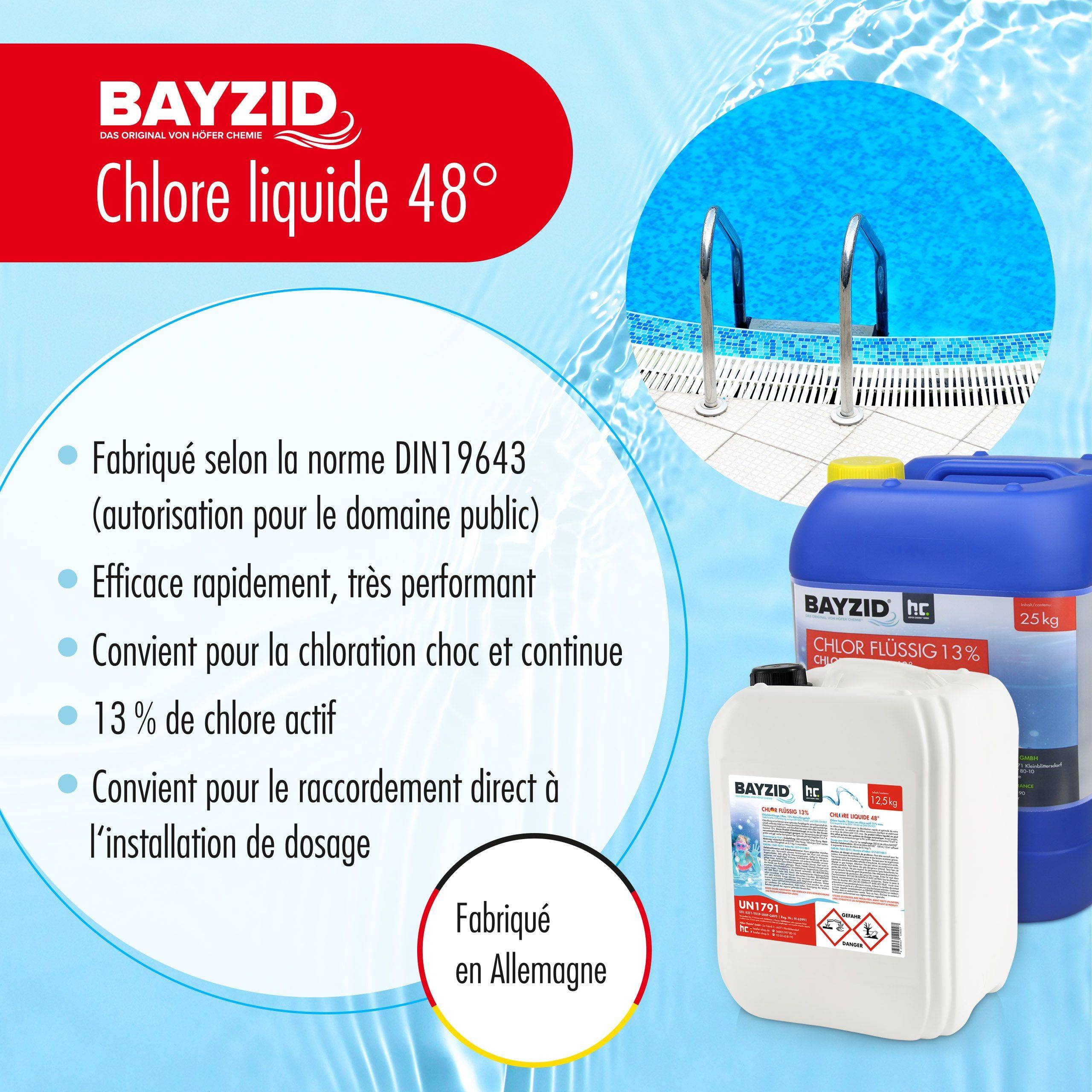 Chlore liquide 48° Bayzid® en bidon de 25 KG (20L) x 24 - Image 3