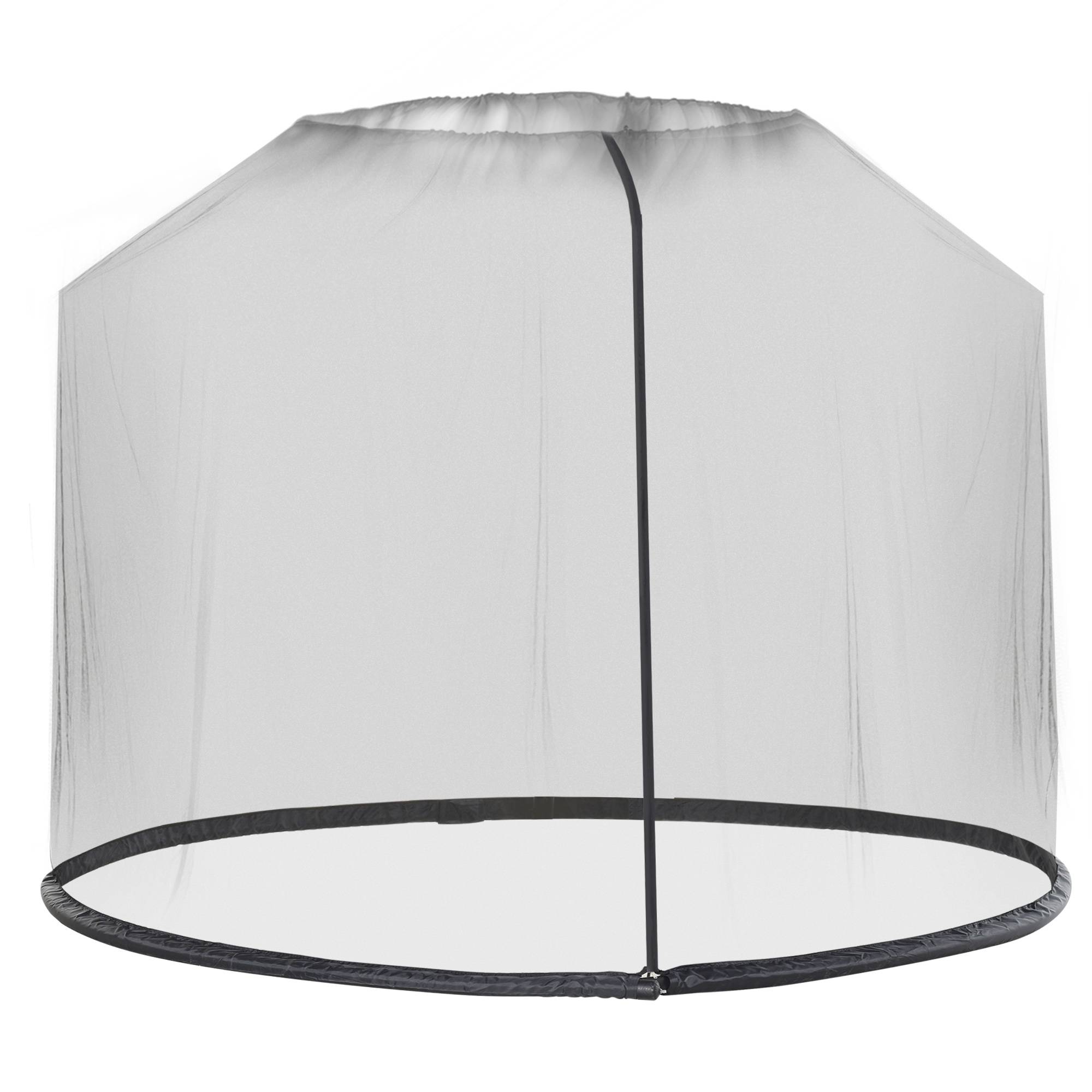 Moustiquaire cylindrique pour Parasol 3 m diamètre avec Fermeture éclair et lestage Noir - Image 1