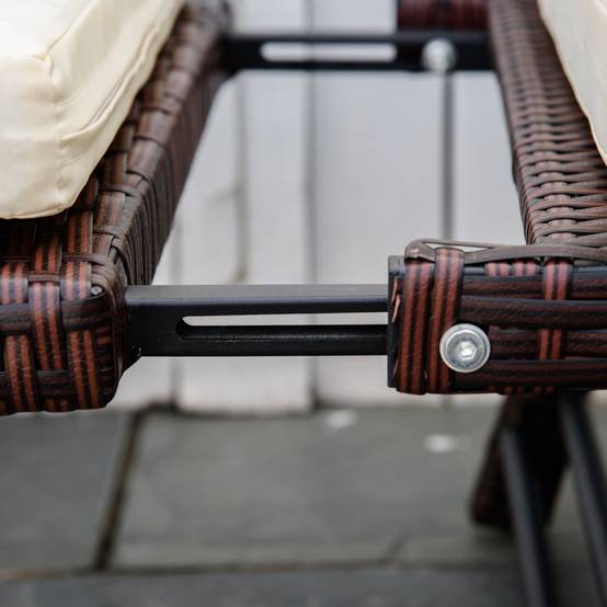 Canapé de jardin 2 places résine tressée terrasse balcon accoudoirs rabattables marron 129cm - ComfortXL Outdoor Living - Image 8