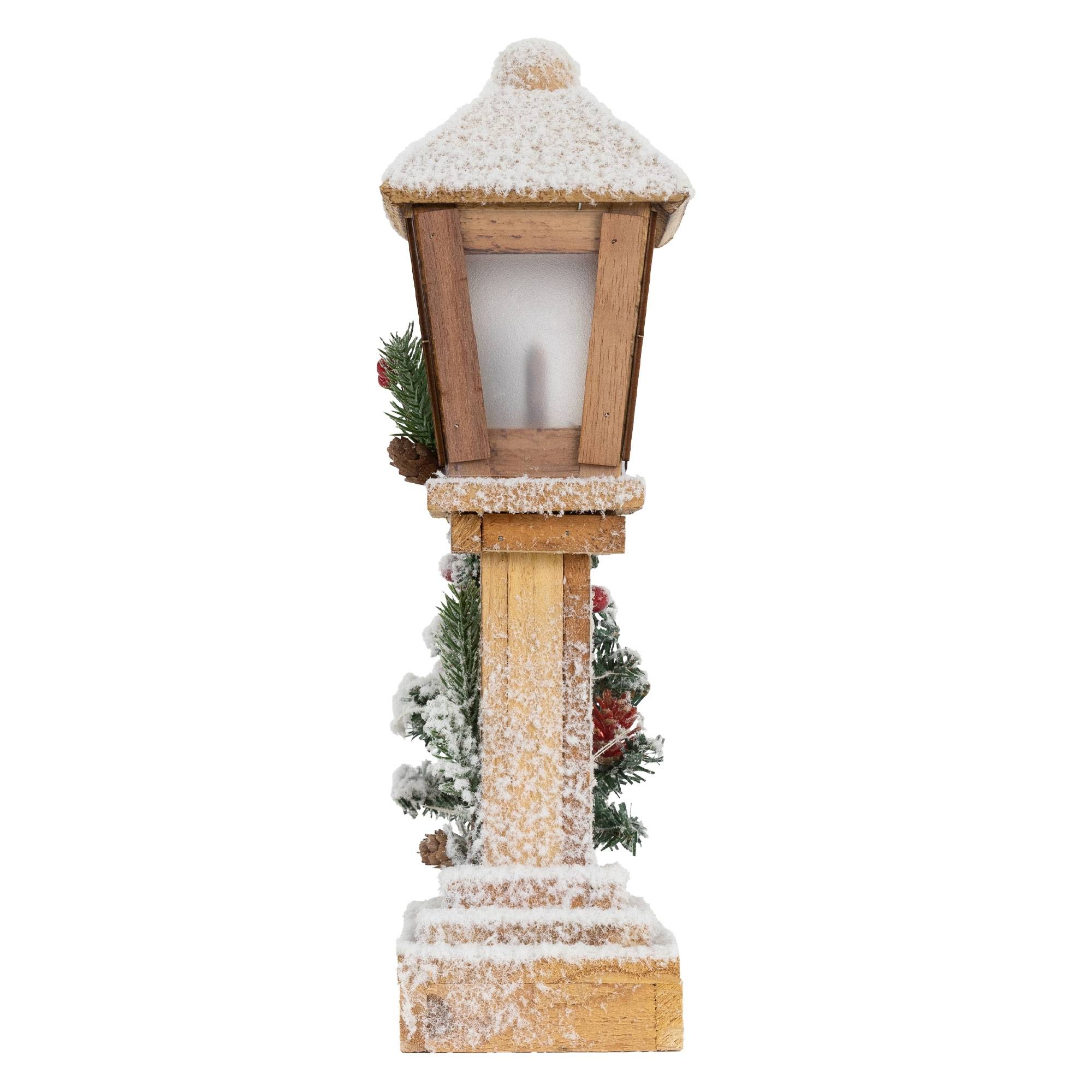 Ecd-Germany - Décoration de Noël lanterne LED en bois avec arbre et guirlande lumineuse 37 cm - Imagen 3