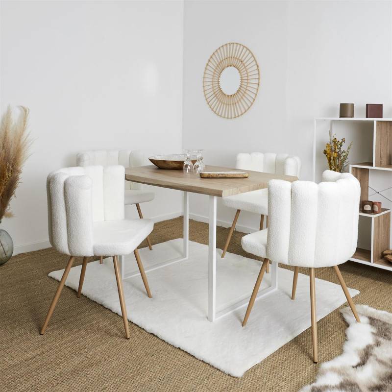 The Home Deco Factory - Chaise Ariel bouclette blanc - Image 2