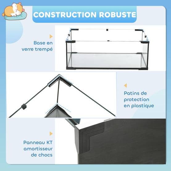 Cage hamster fil acier rongeurs 3 niveaux roue exercice 76x54cm noir - ComfortXL Outdoor Living - Image 8