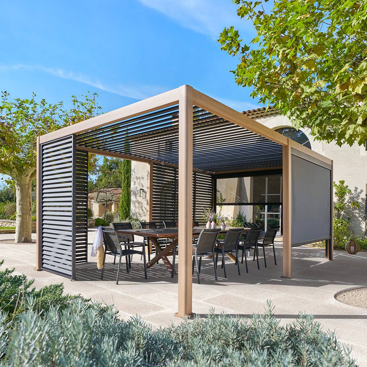 Hesperide - Pergola bioclimatique autoportante Evora 6x3m miel - Hespéride - Image 1