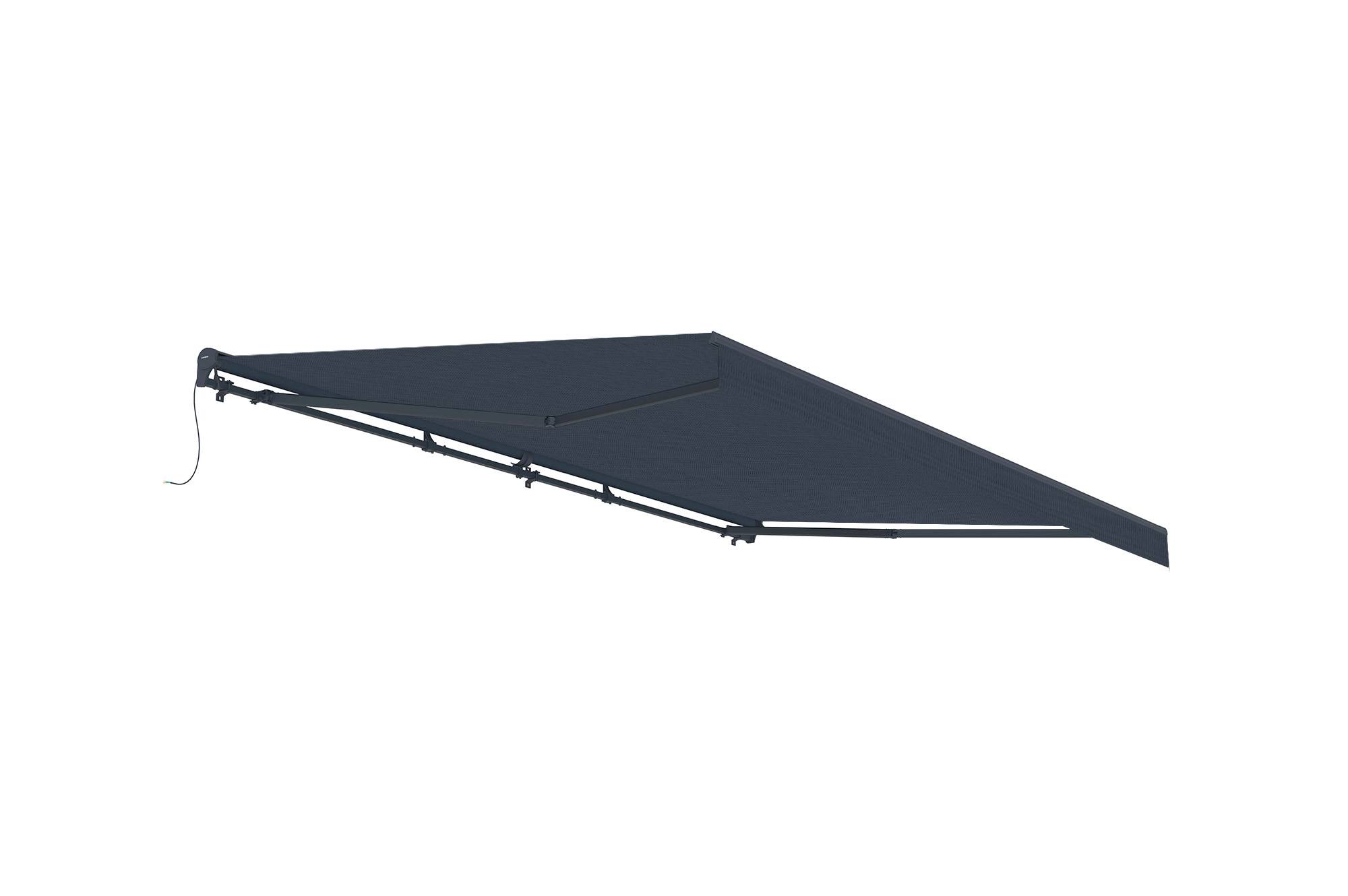 Store banne motorisé semi-coffre FAZZIO 5x3 m - Toile premium 320g/m2 Gris - Image 4
