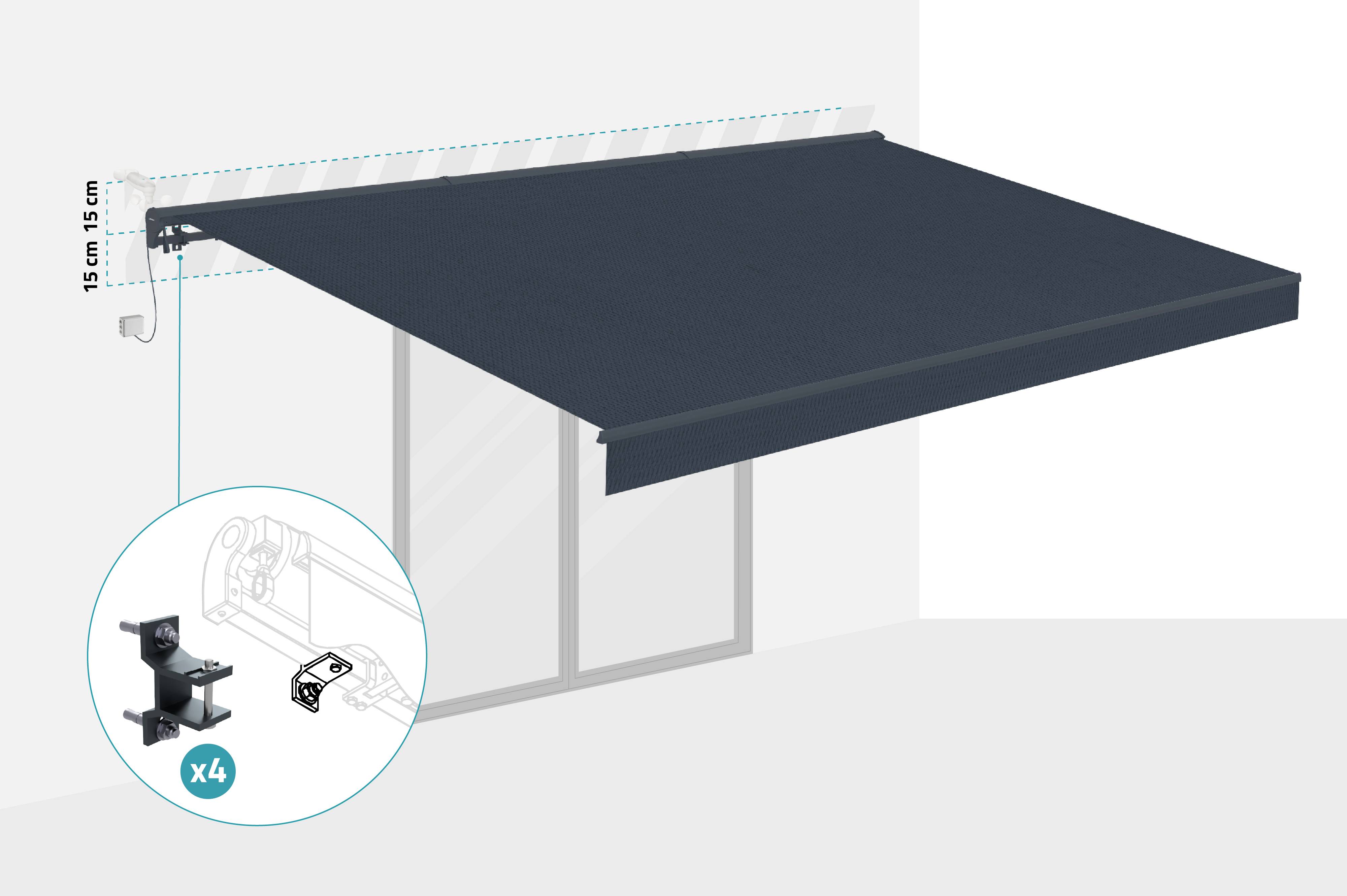 Store banne motorisé semi-coffre FAZZIO 5x3 m - Toile premium 320g/m2 Gris - Image 5