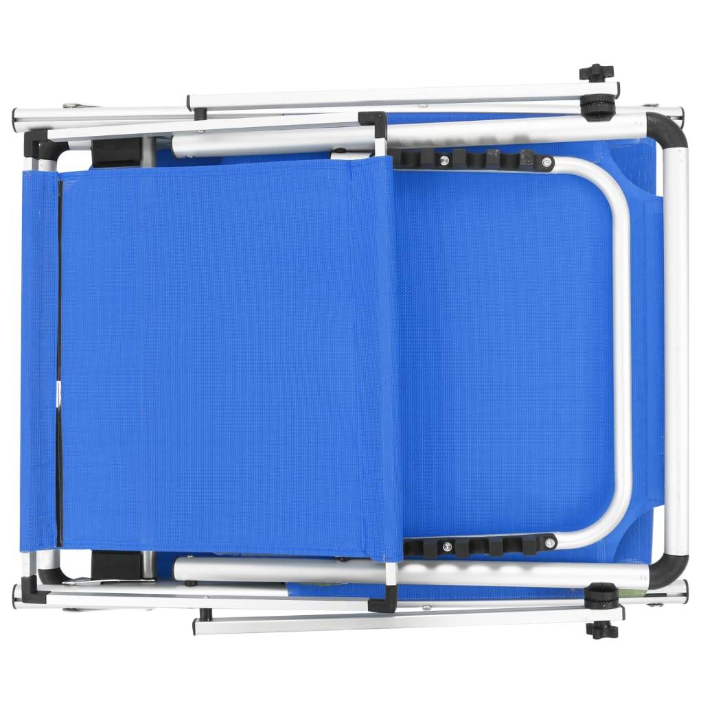 Helloshop26 - Lot de deux chaises longues pliables et toit aluminium textilène bleu - Imagen 6