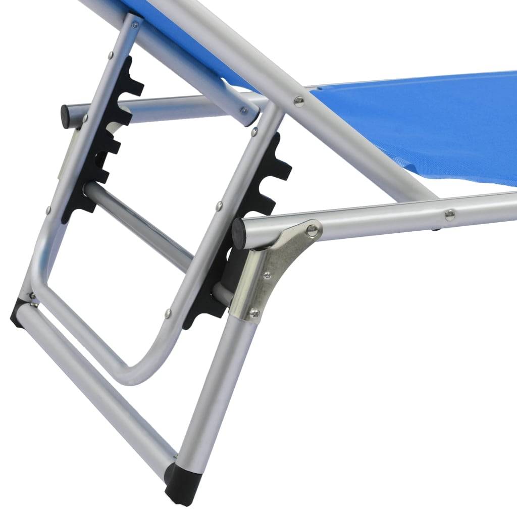 Helloshop26 - Lot de deux chaises longues pliables et toit aluminium textilène bleu - Imagen 7