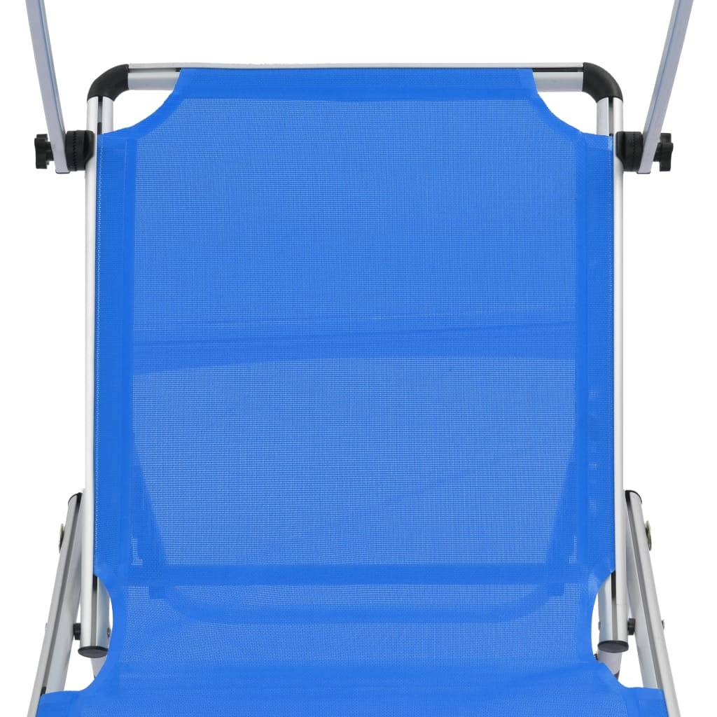Helloshop26 - Lot de deux chaises longues pliables et toit aluminium textilène bleu - Imagen 8