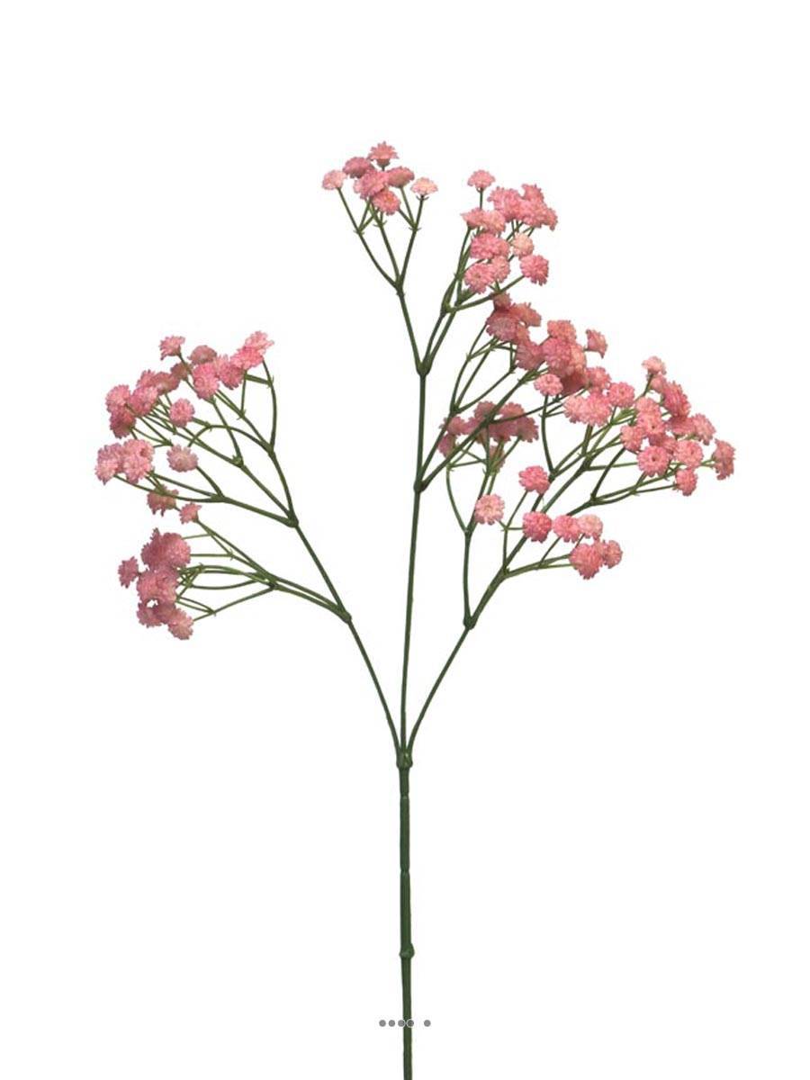 Artificielles - Gypsophile artificiel Rose en branche, 117 fleurs, H66 cm, Rose - BEST