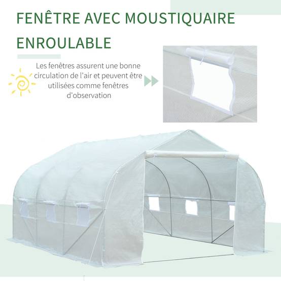 ComfortXL - Serre tunnel Plastique pour grandes plantations Protection optimale 445x299cm Blanc - ComfortXL Outdoor Living - Image 7