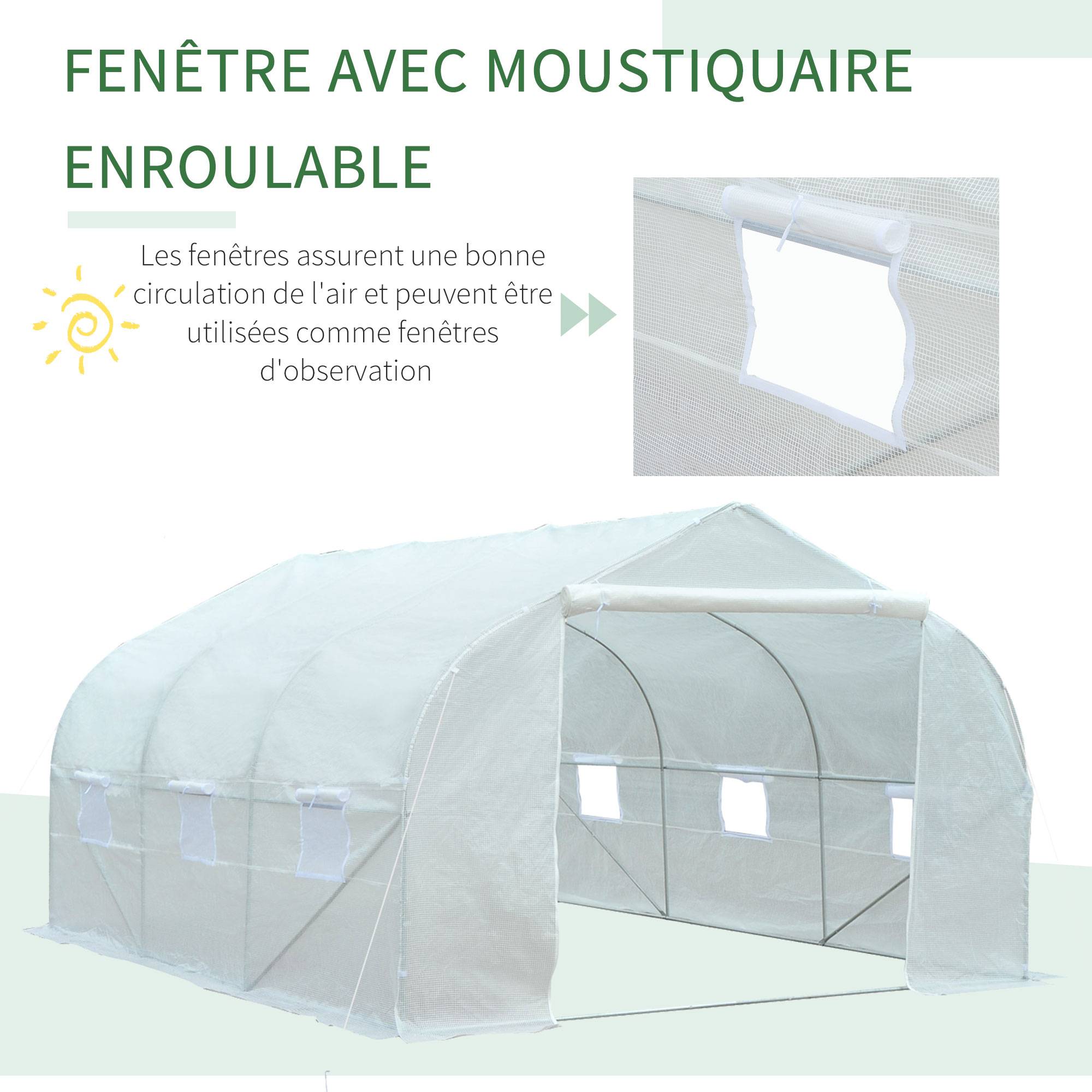 ComfortXL - Serre tunnel Plastique pour grandes plantations Protection optimale 445x299cm Blanc - ComfortXL Outdoor Living - Image 7