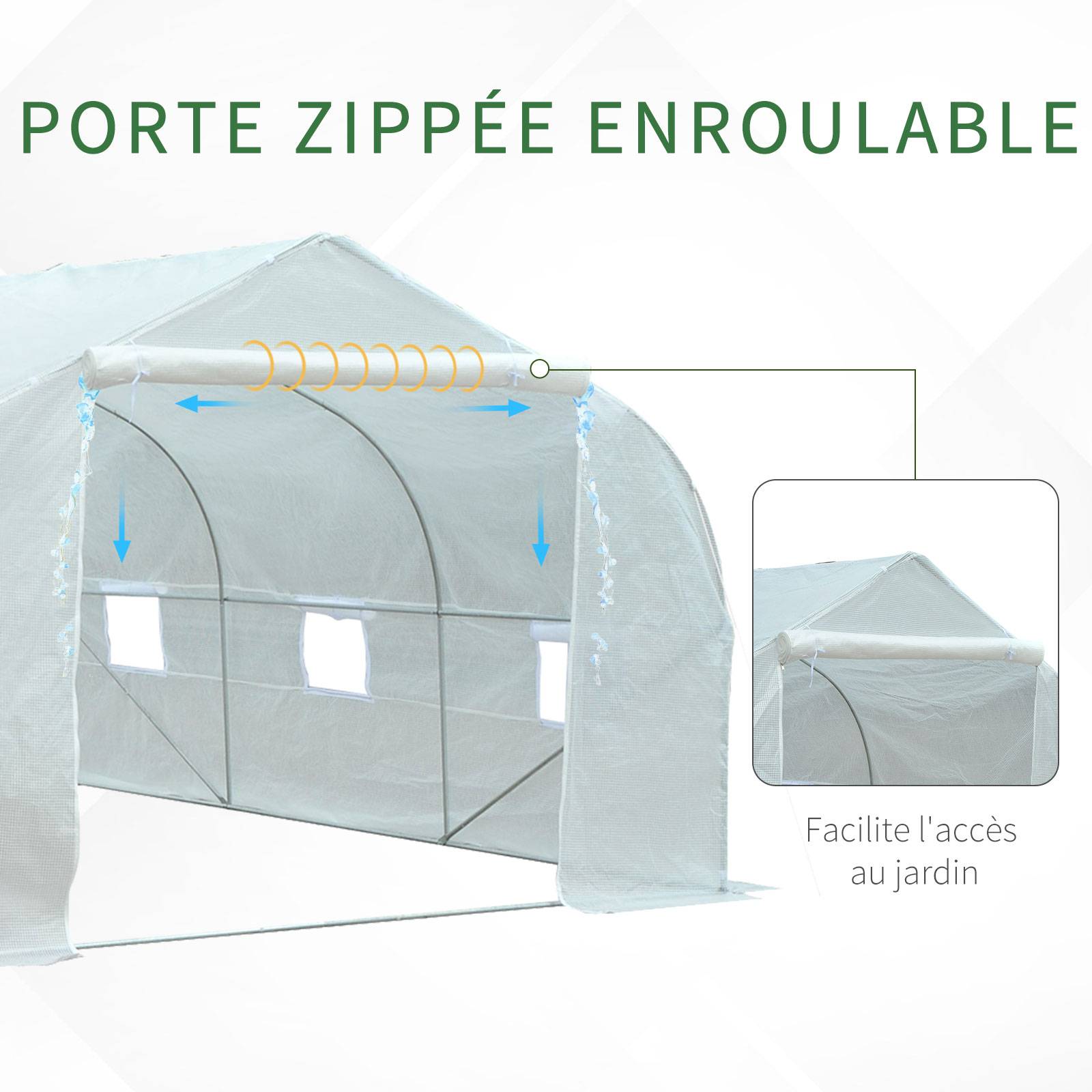 ComfortXL - Serre tunnel Plastique pour grandes plantations Protection optimale 445x299cm Blanc - ComfortXL Outdoor Living - Image 8