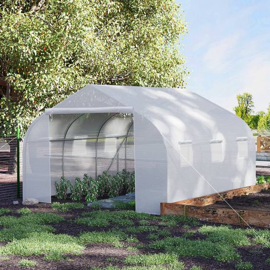 ComfortXL - Serre tunnel Plastique pour grandes plantations Protection optimale 445x299cm Blanc - ComfortXL Outdoor Living - Image 4