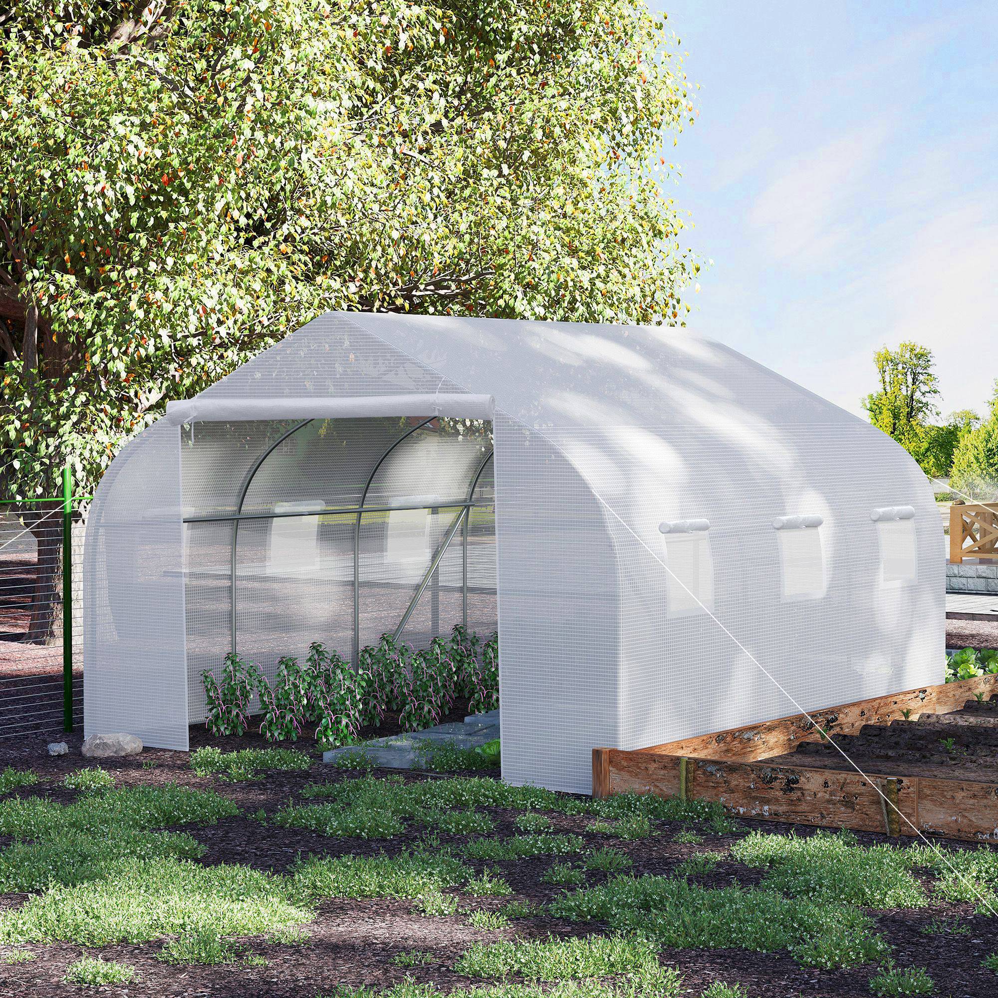 ComfortXL - Serre tunnel Plastique pour grandes plantations Protection optimale 445x299cm Blanc - ComfortXL Outdoor Living - Image 4