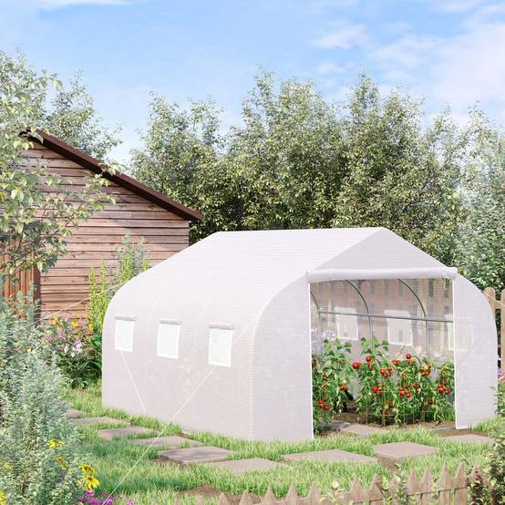 ComfortXL - Serre tunnel Plastique pour grandes plantations Protection optimale 445x299cm Blanc - ComfortXL Outdoor Living - Image 3