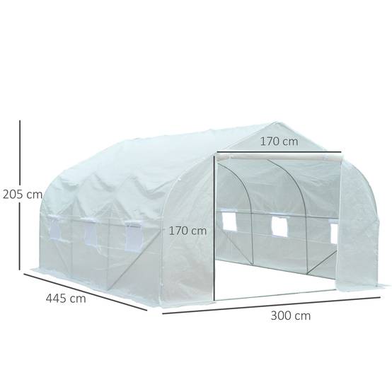 ComfortXL - Serre tunnel Plastique pour grandes plantations Protection optimale 445x299cm Blanc - ComfortXL Outdoor Living - Image 5