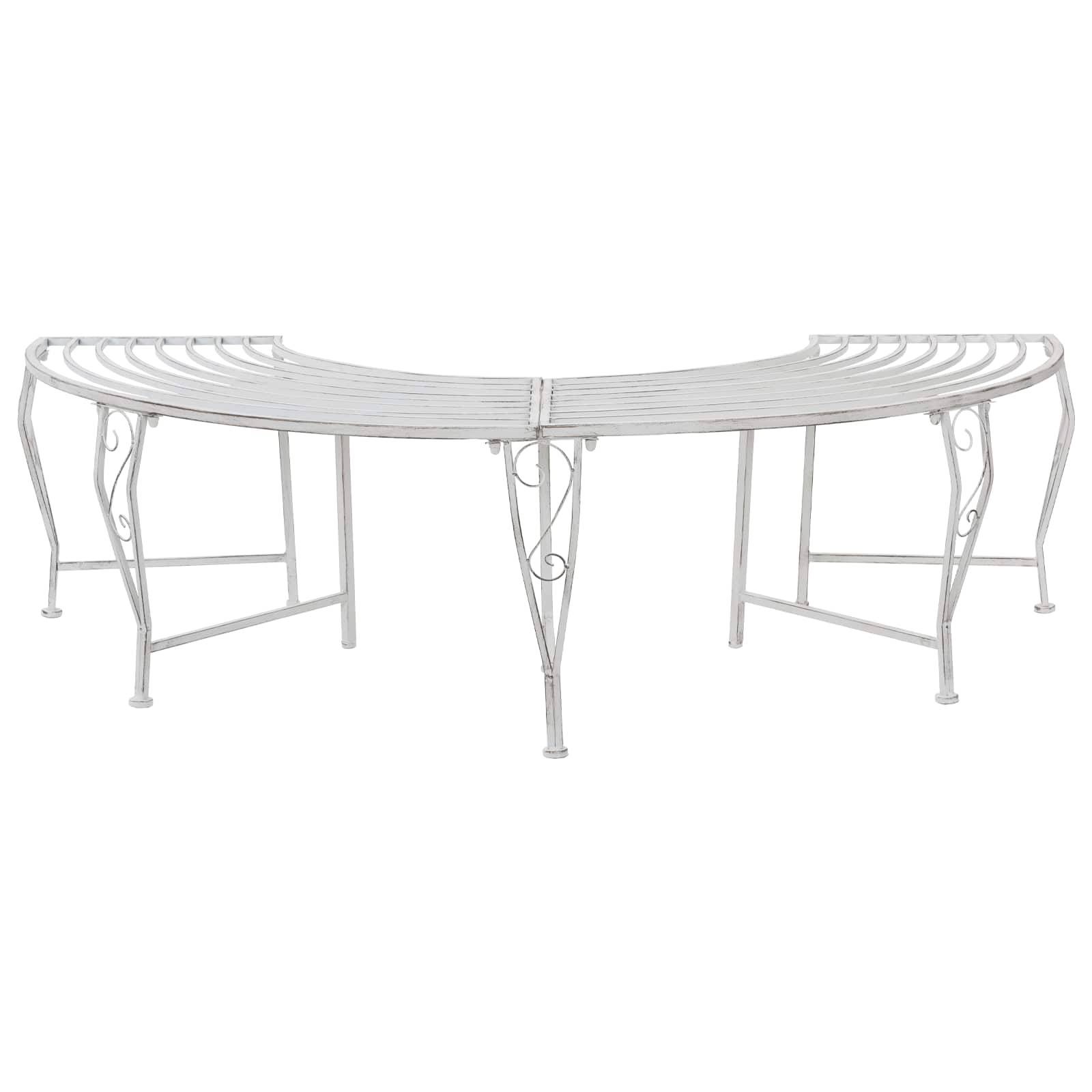 PANGIVO - Banc d'arbre acier blanc antique 160 x 80 x 44 cm - PANGIVO - Image 1