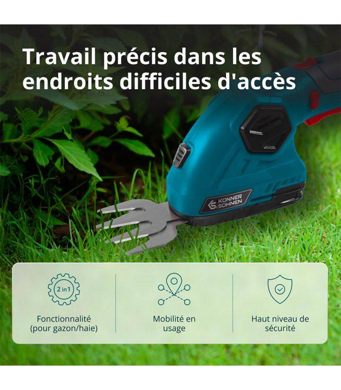 Taille-haie et cisaille à gazon sans fil 2 en 1 Könner & Söhnen KS SHT-8V - Image 3