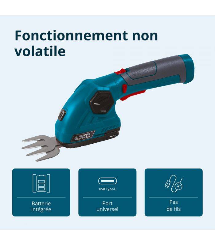 Taille-haie et cisaille à gazon sans fil 2 en 1 Könner & Söhnen KS SHT-8V - Image 6