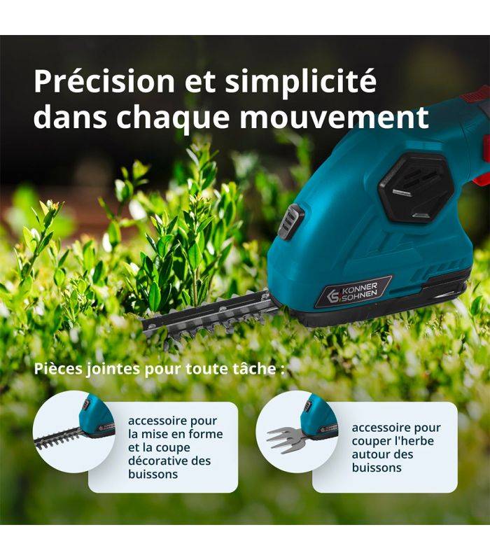 Taille-haie et cisaille à gazon sans fil 2 en 1 Könner & Söhnen KS SHT-8V - Image 5