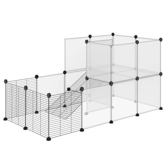 Enclos modulable DIY métal résine lapins cochons d'Inde noir 27 panneaux 140x70x70cm - ComfortXL Outdoor Living - Image 2