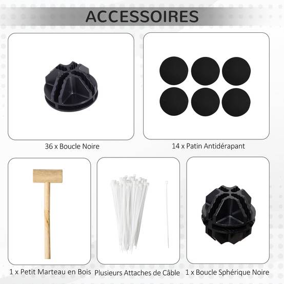 Enclos modulable DIY métal résine lapins cochons d'Inde noir 27 panneaux 140x70x70cm - ComfortXL Outdoor Living - Image 8