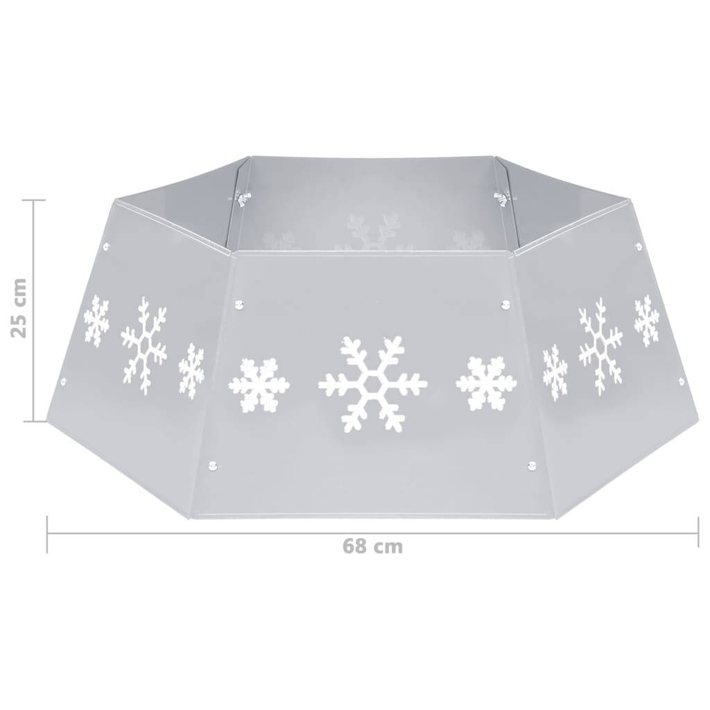Jupe de sapin de Noël - Robe de sapin - Tapis de sapin Argenté et blanc Ø68x25 cm - Image 7