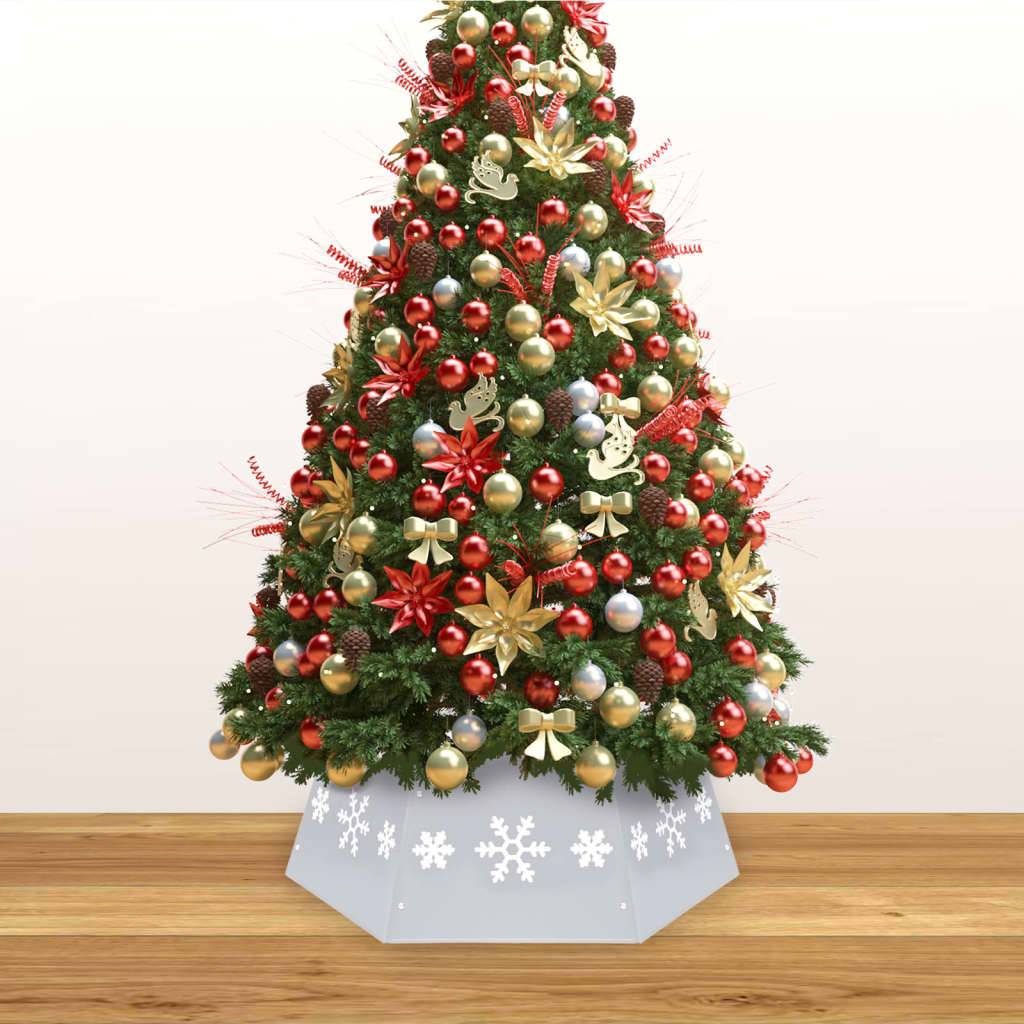 Jupe de sapin de Noël - Robe de sapin - Tapis de sapin Argenté et blanc Ø68x25 cm - Image 3