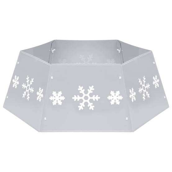 Jupe de sapin de Noël - Robe de sapin - Tapis de sapin Argenté et blanc Ø68x25 cm - Image 1