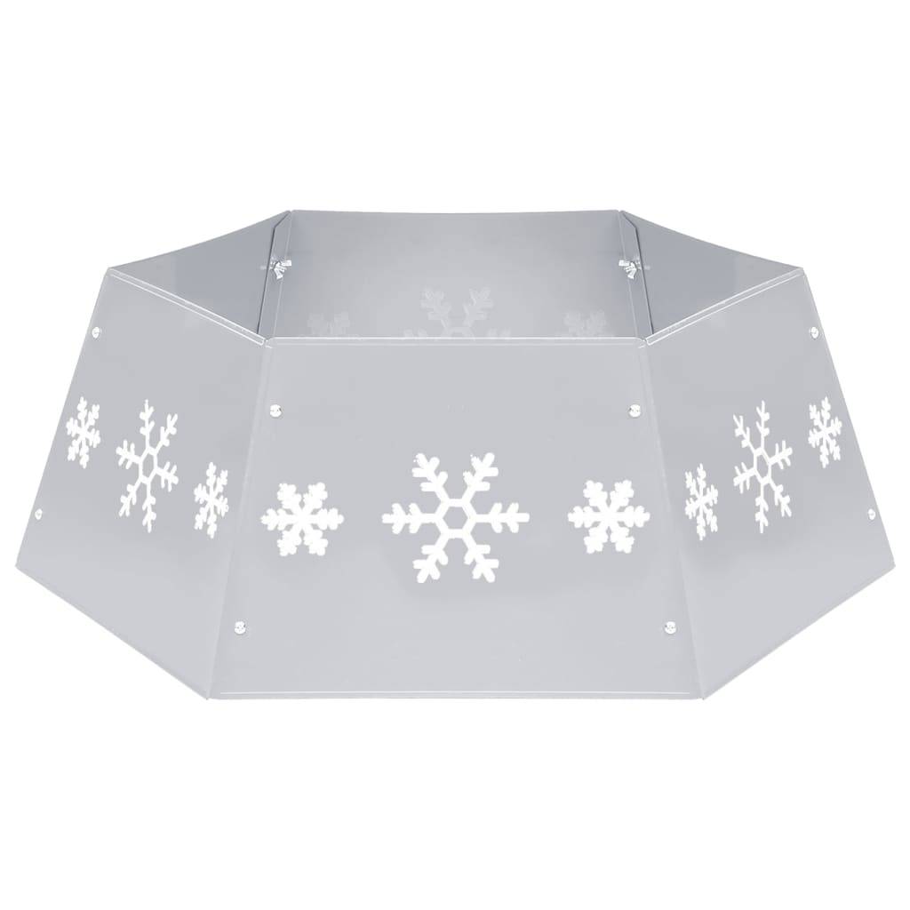 Jupe de sapin de Noël - Robe de sapin - Tapis de sapin Argenté et blanc Ø68x25 cm - Image 1