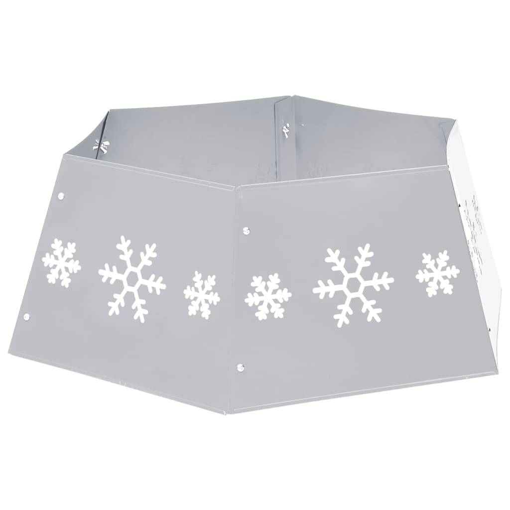 Jupe de sapin de Noël - Robe de sapin - Tapis de sapin Argenté et blanc Ø68x25 cm - Image 4