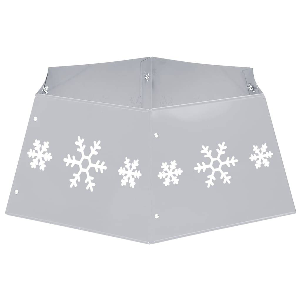 Jupe de sapin de Noël - Robe de sapin - Tapis de sapin Argenté et blanc Ø68x25 cm - Image 5