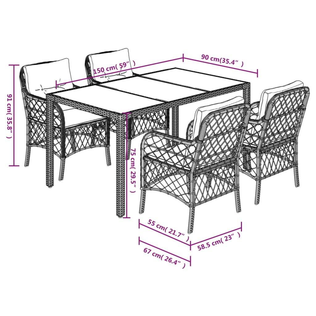 ComfortXL - Salon de Jardin Noir 4 Personnes en Résine Tressée avec Grande Table Repas 150x90cm – ComfortXL Outdoor Living - Image 7