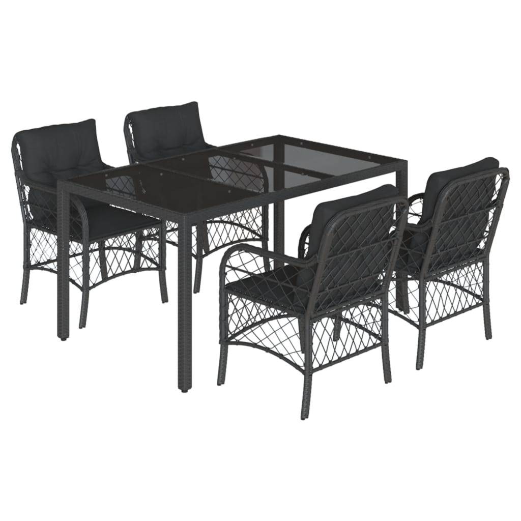 ComfortXL - Salon de Jardin Noir 4 Personnes en Résine Tressée avec Grande Table Repas 150x90cm – ComfortXL Outdoor Living - Image 2