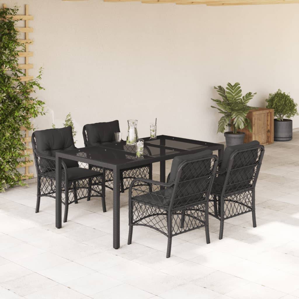 ComfortXL - Salon de Jardin Noir 4 Personnes en Résine Tressée avec Grande Table Repas 150x90cm – ComfortXL Outdoor Living - Image 1