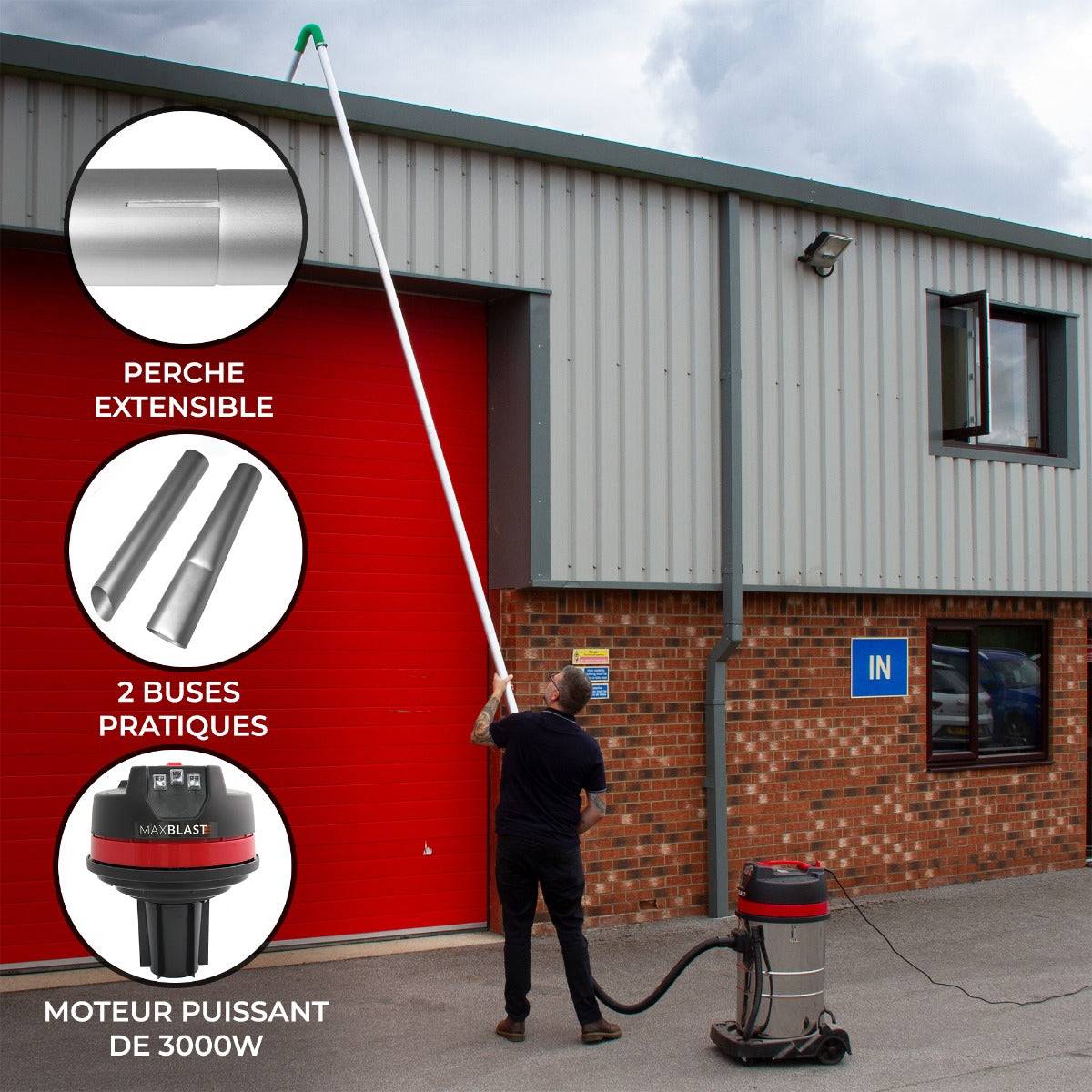Maxblast - Perche d'Aspiration pour Gouttière 7.2m & Aspirateur Industriel 80L - Imagen 2