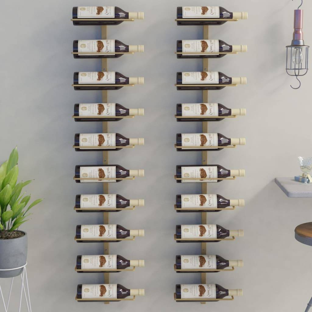 Autre - Casier à vin mural pour 10 bouteilles 2 pcs Doré Métal - Image 1