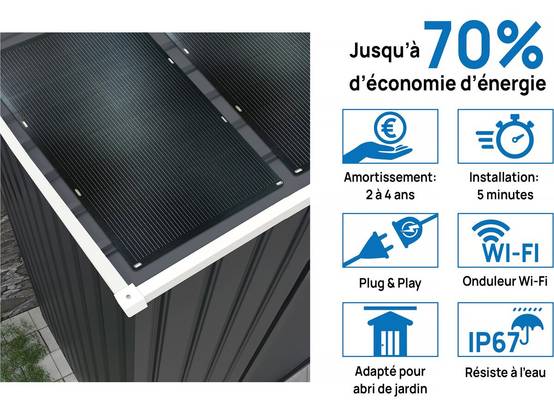 Habitat Et Jardin - Garage Métal " Houston" - 18,56 M² Avec Panneau Solaire - Anthracite -habitat Et Jardin - Image 3